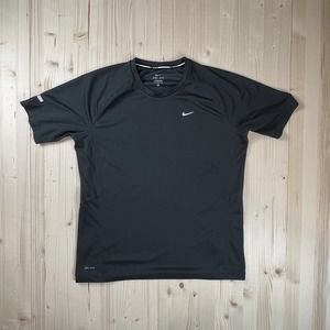 Nike Running Mens Graphite Dri-Fit Miler Short Sleeve Shirt Large 717405